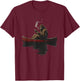 Bigfoot on a red Canoe Fishing Retro Art Print T-Shirt - T-Shirt | Maroon