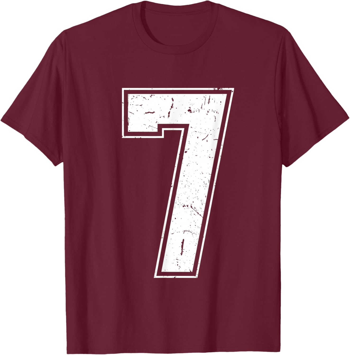 Number 7 Matching Costume 67 Meme Costume Distressed Retro T-Shirt - T-Shirt | Maroon