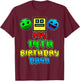 My 14th Birthday Dash Video Game Theme Kid 14 Party Geometry T-Shirt - T-Shirt | Maroon