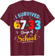 I Survived 100 Days of School 67 33 Days of School Boys Kids T-Shirt - T-Shirt | Maroon