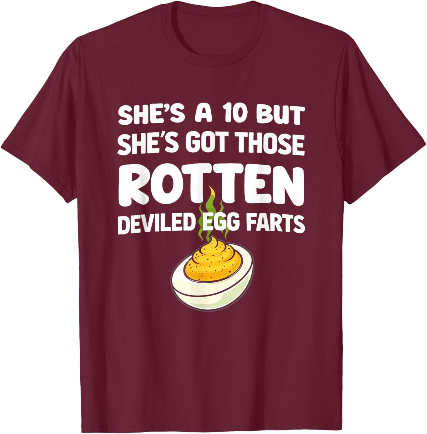Funny Deviled Egg Fart T-Shirt - T-Shirt | Maroon