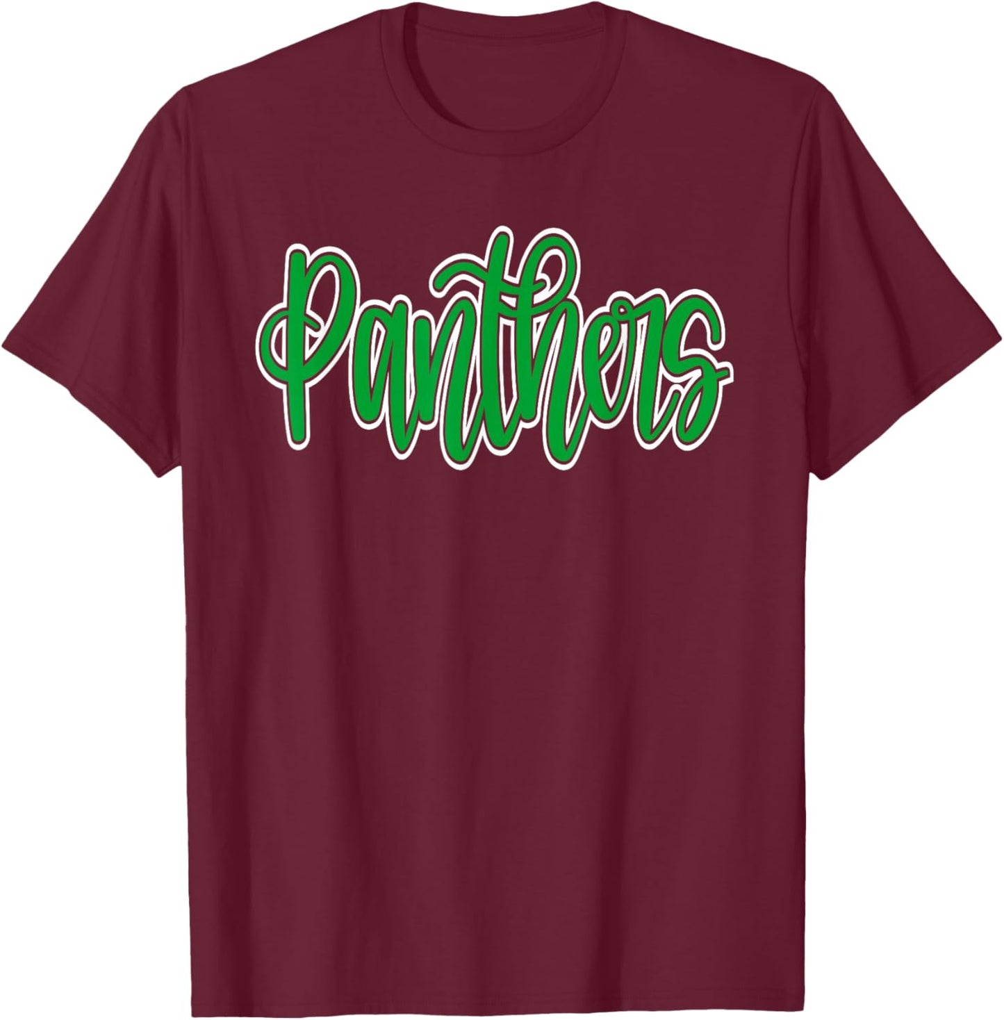 Panthers School Spirit Mascot Green Panther Pride Teacher T-Shirt - T-Shirt | Maroon