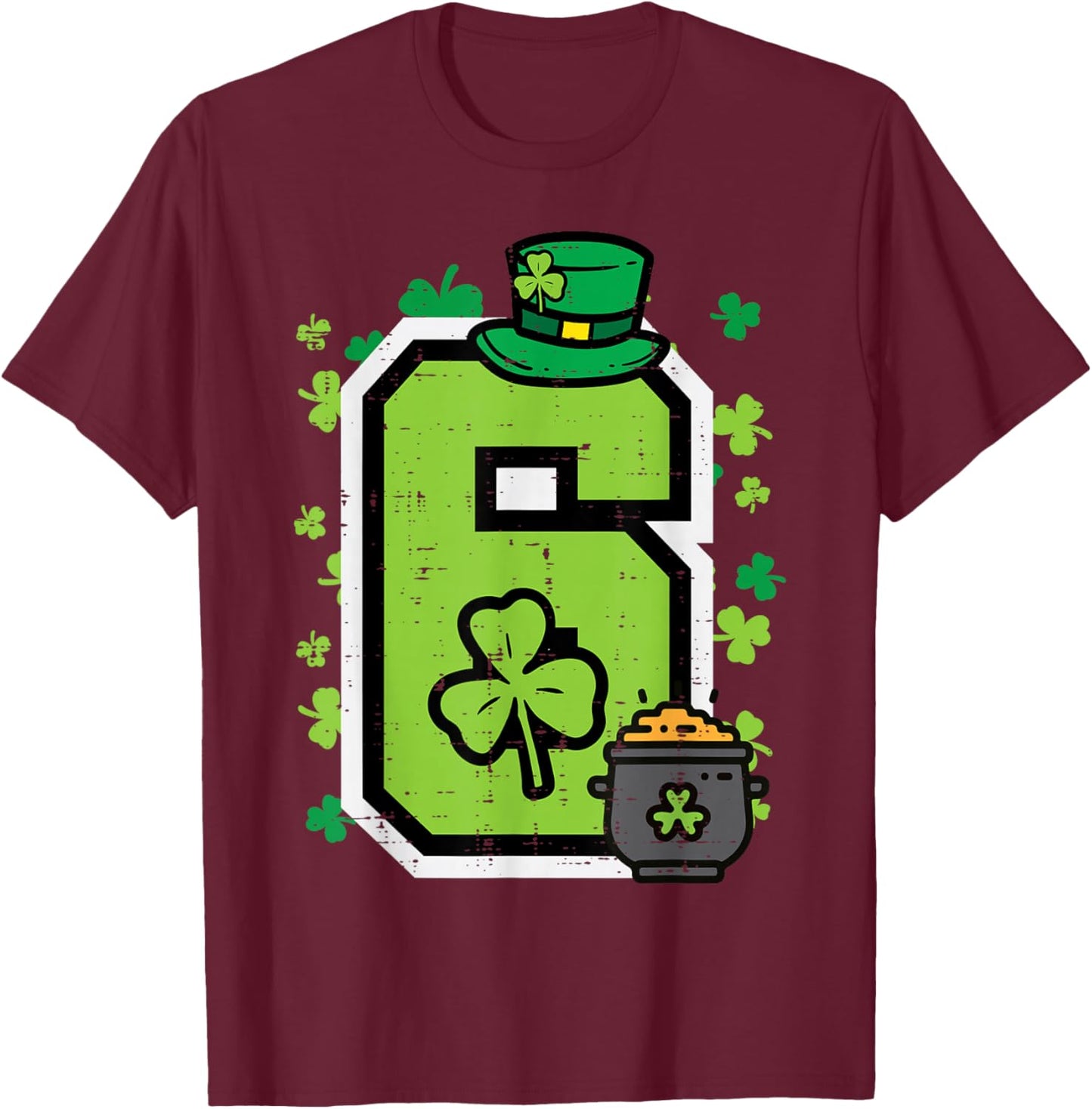 Number 6 St Patricks Day 6 7 Meme Matching Kids Boys Youth T-Shirt - T-Shirt | Maroon