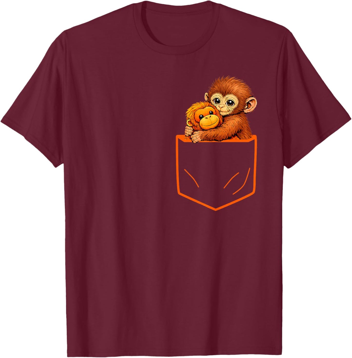 Baby Monkey Punch Orange Pocket T-Shirt - T-Shirt | Maroon