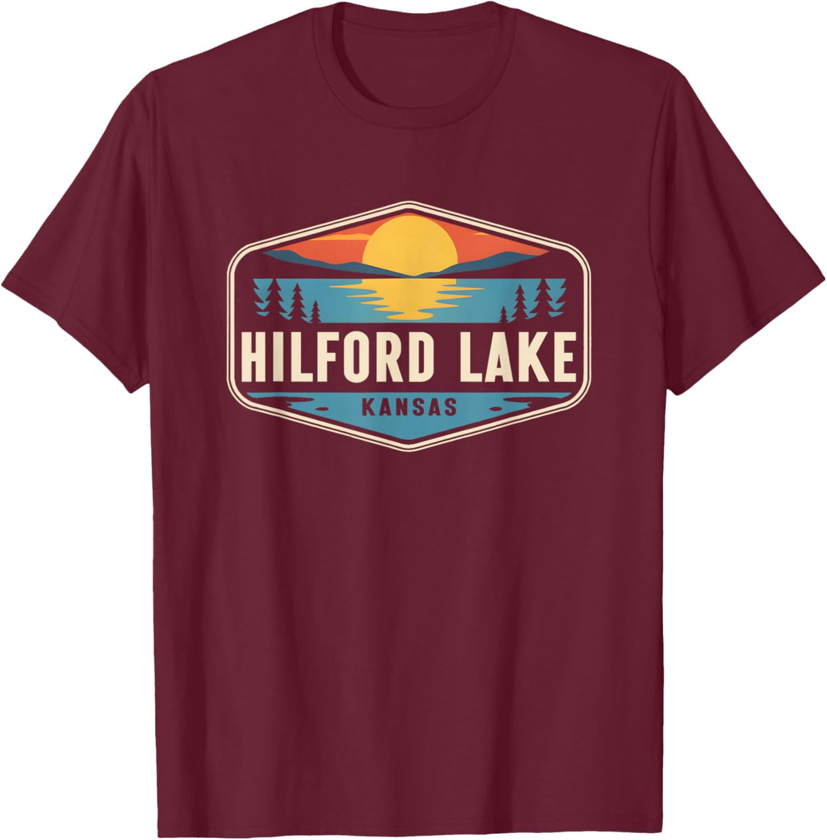 Milford Lake Kansas Outdoors Vintage T-Shirt - T-Shirt | Maroon