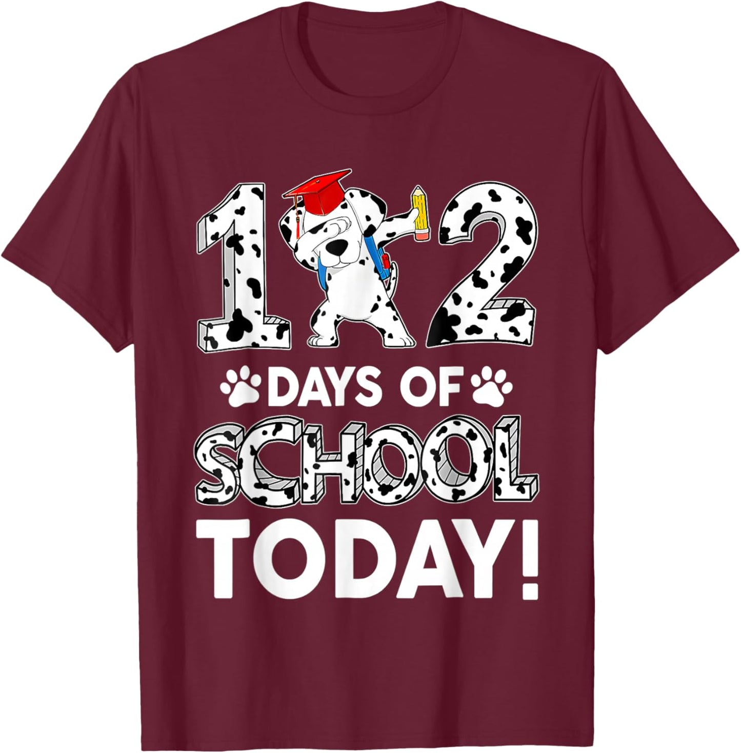 Happy 102 Days School 100 Days Cute Dog Lover Teacher Kids T-Shirt - T-Shirt | Maroon