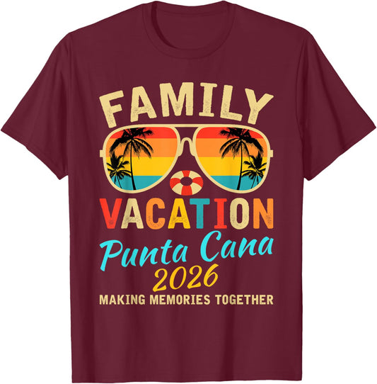 Family Punta Cana Vacation 2026 Summer Vacation Matching T-Shirt - T-Shirt | Maroon