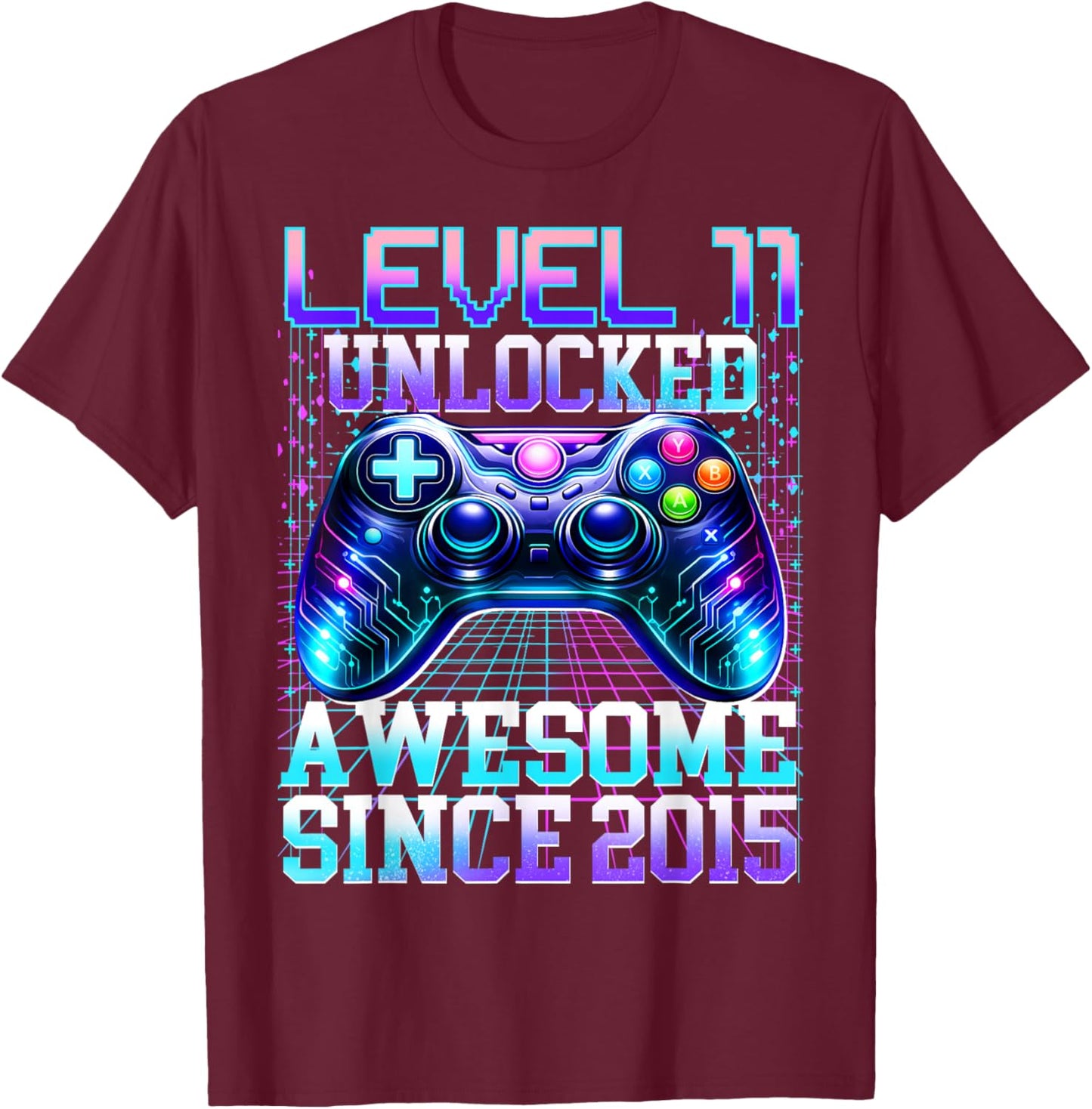 11th Birthday Boys Gamer Level 11 Unlocked Awesome 2015 Bday T-Shirt - T-Shirt | Maroon