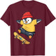 Skateboarding Penguin Skater Cool Animal T-Shirt - T-Shirt | Maroon