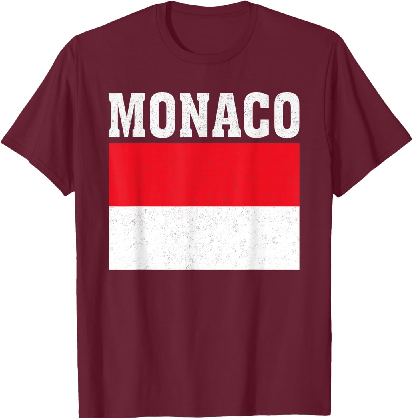 Monaco Flag Patriotic National Roots Souvenir T-Shirt - T-Shirt | Maroon