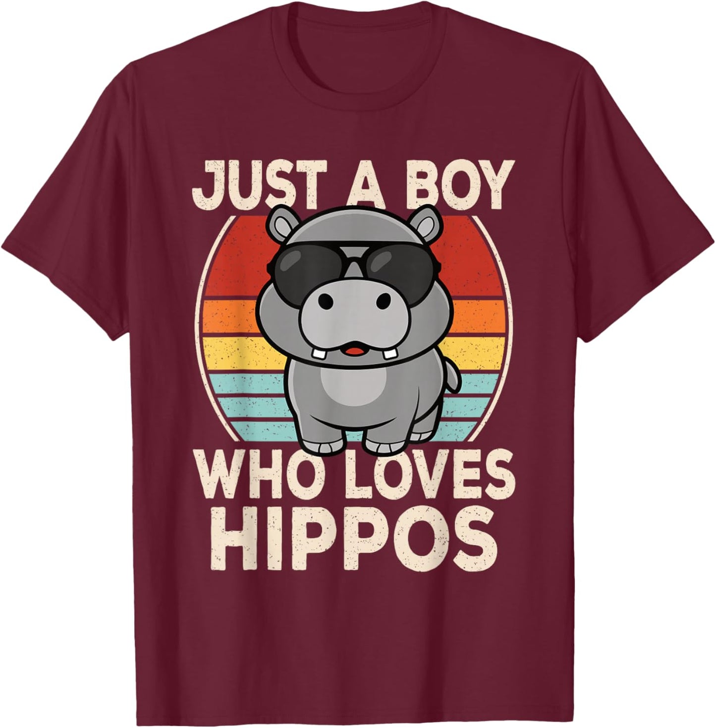 Just A Boy Who Loves Hippos Hippopotamus Lover Boys Kids T-Shirt - T-Shirt | Maroon
