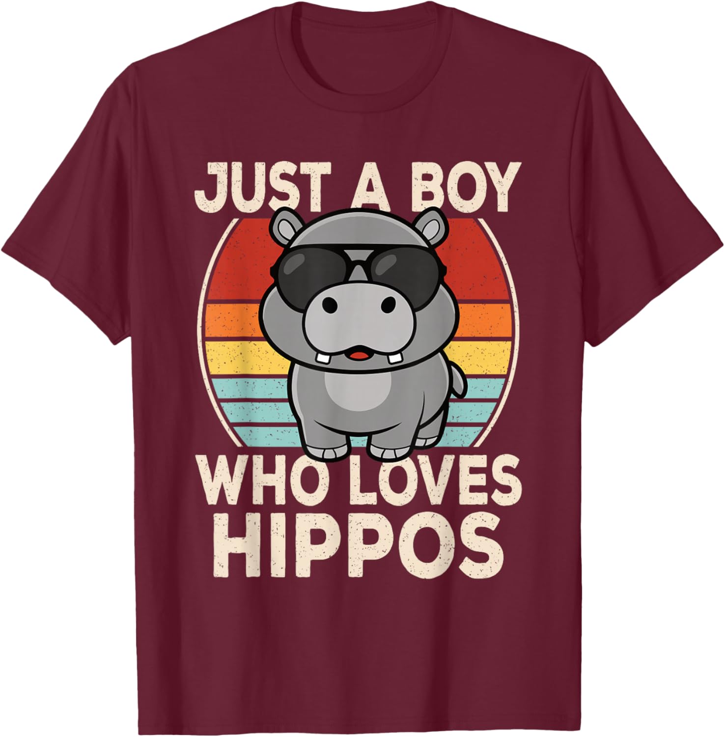 Just A Boy Who Loves Hippos Hippopotamus Lover Boys Kids T-Shirt - T-Shirt | Maroon