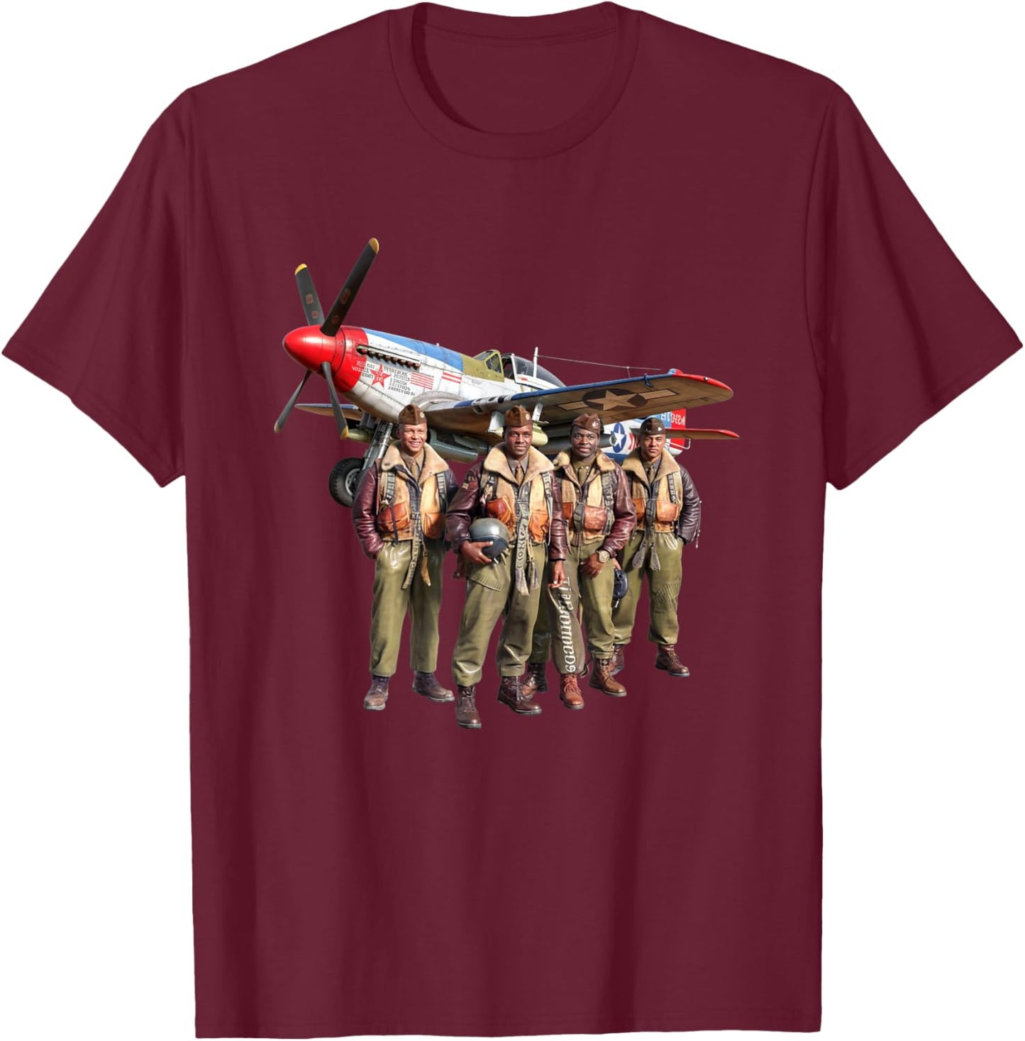 Retro Black Airmen Black History World War 2 Tuskegee Pilots T-Shirt - T-Shirt | Maroon