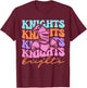 Knights Mascot Back to School Spirit Sports Men Women Groovy T-Shirt - T-Shirt | Maroon