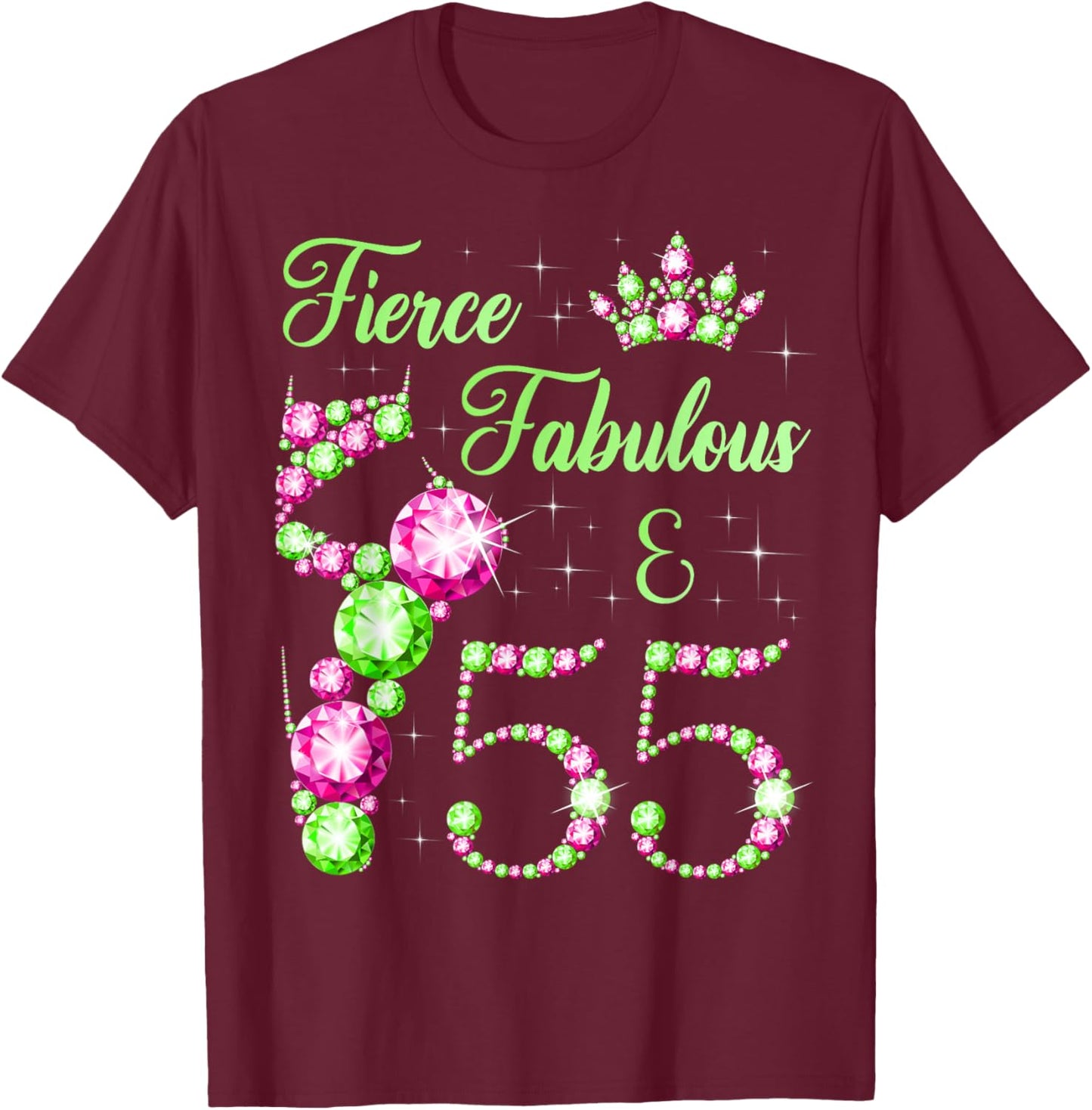 Fierce Fabulous & 55 Years 55th Birthday Party Ballerina T-Shirt - T-Shirt | Maroon