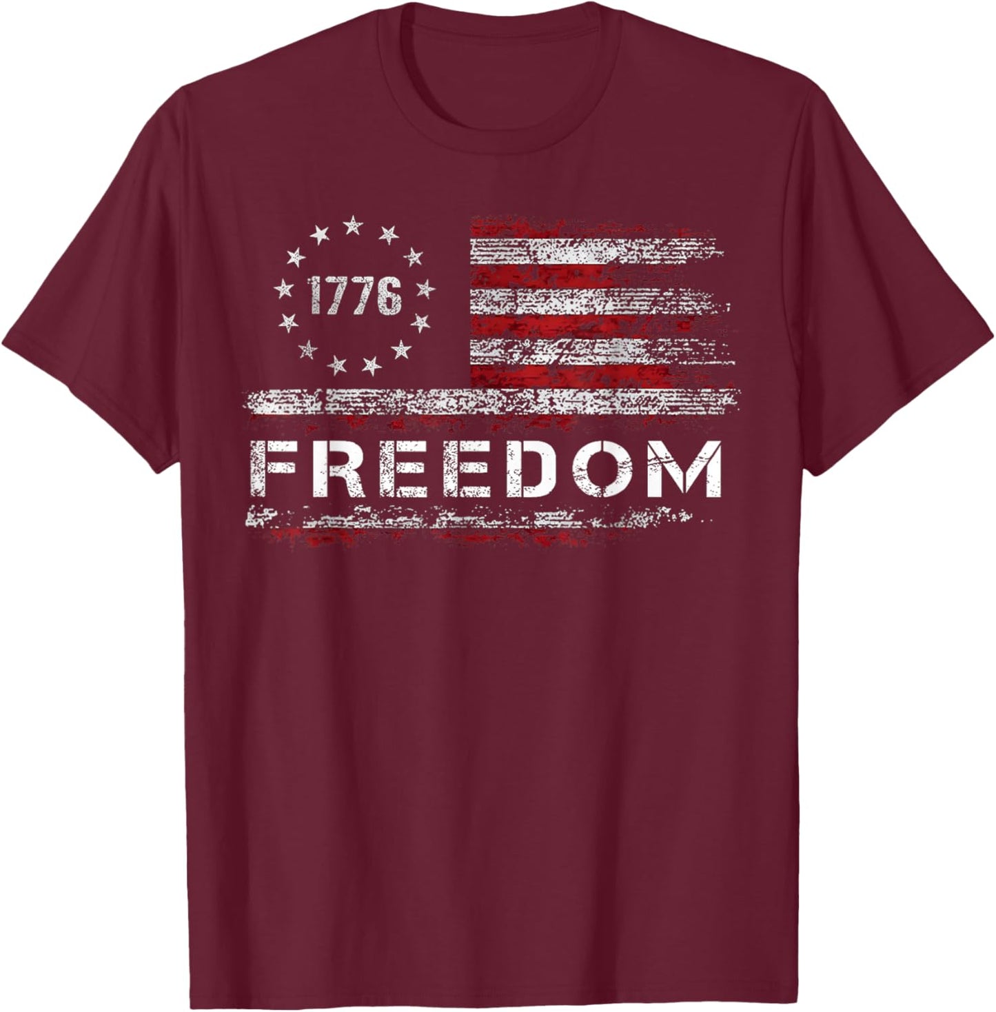 Freedom Vintage America Flag T-Shirt - T-Shirt | Maroon