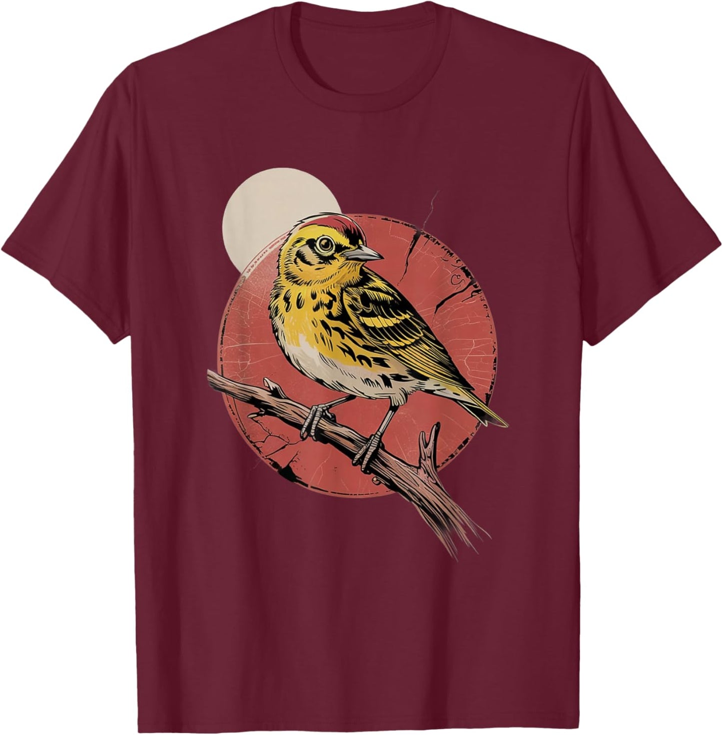 Vintage Yellow Songbird Retro Birdwatching Nature Bird T-Shirt - T-Shirt | Maroon
