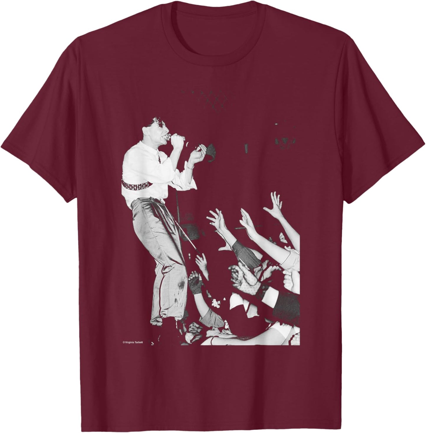 Jim Kerr Simple Minds New Gold Tour 1982 by Virginia Turbett T-Shirt - T-Shirt | Maroon