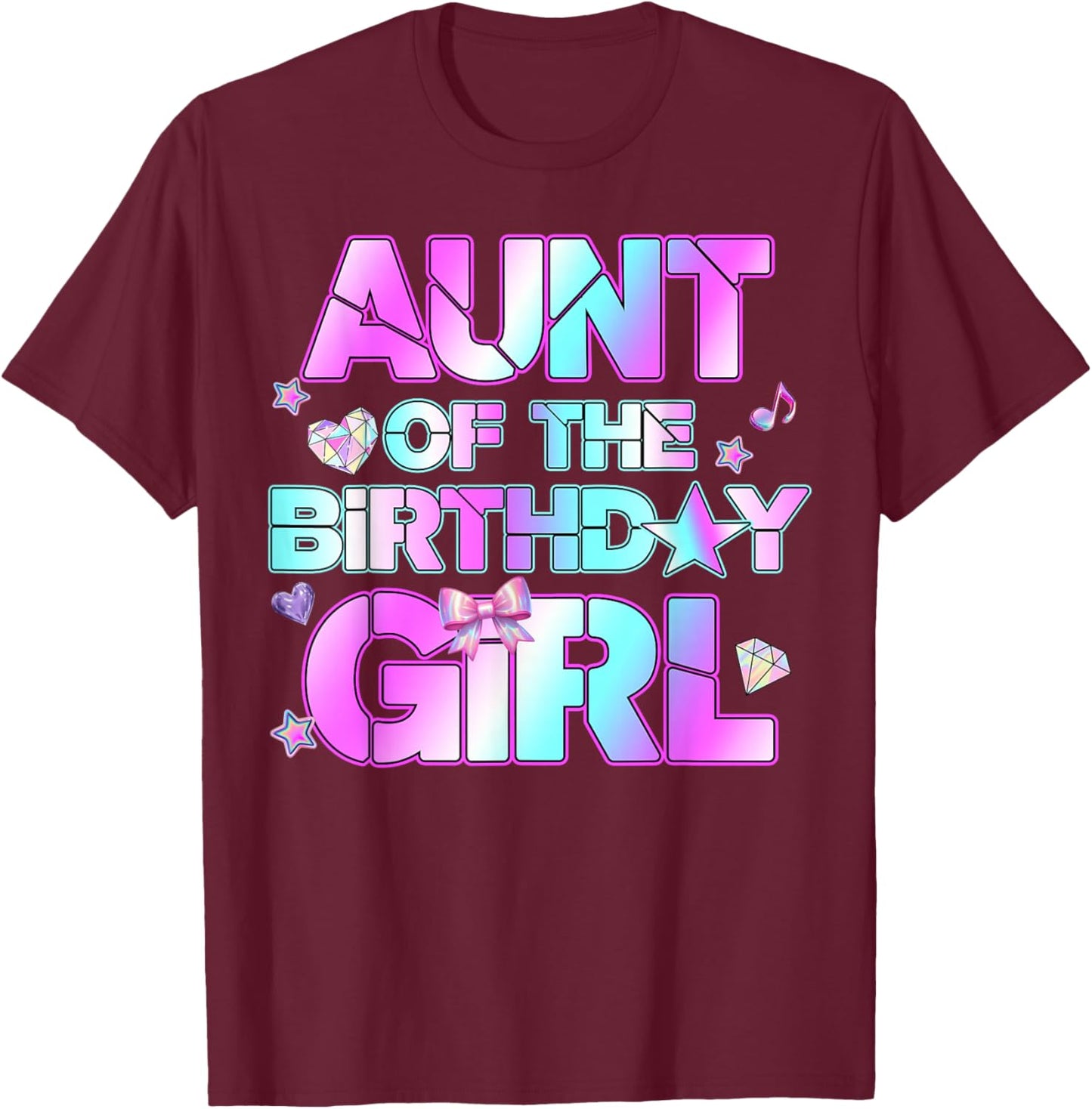 Aunt The Birthday Girl Kpop Family Birthday Party Girls T-Shirt - T-Shirt | Maroon