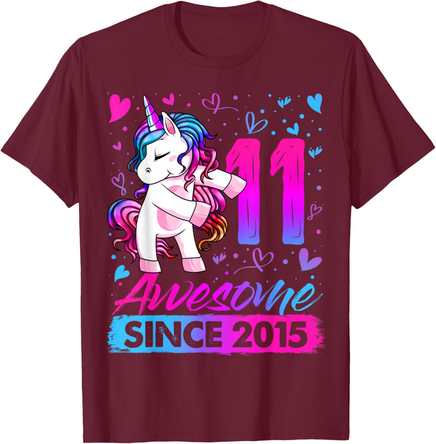11th Birthday Shirt Girl 11 Year Old Gifts 11 Birthday Girl T-Shirt - T-Shirt | Maroon