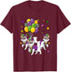 Three Cute Cats Masked Jester Hat Mardi Gras Parades T-Shirt - T-Shirt | Maroon