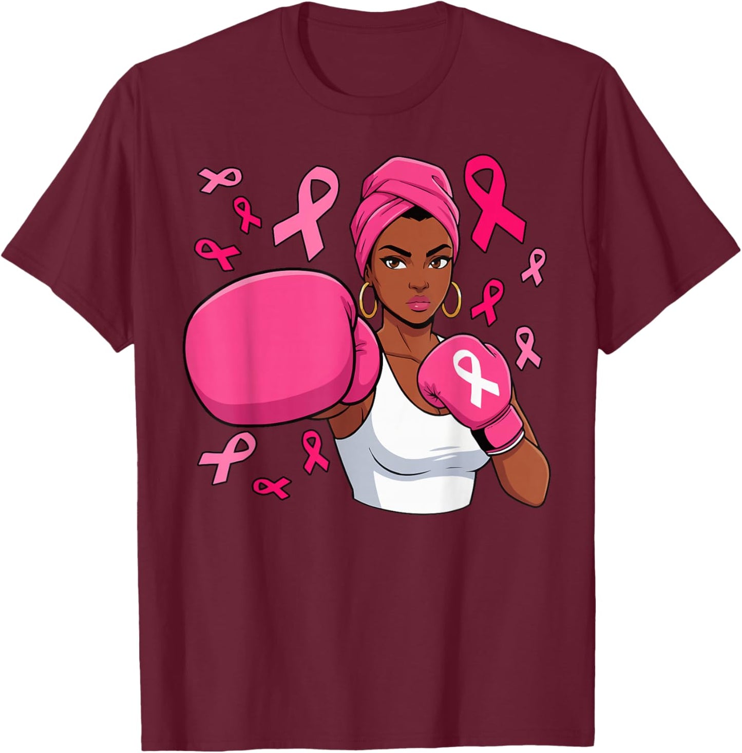 African American Women Fight Breast Cancer Awareness Month T-Shirt - T-Shirt | Maroon
