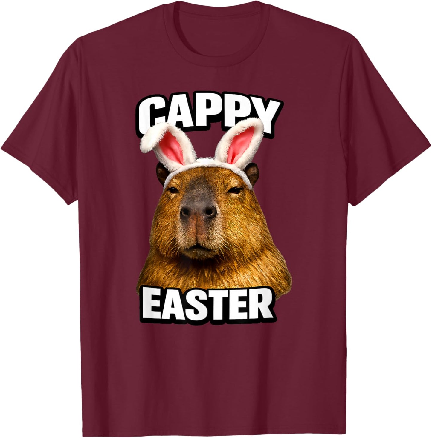 Funny Cappy Easter Capybara Meme T-Shirt - T-Shirt | Maroon