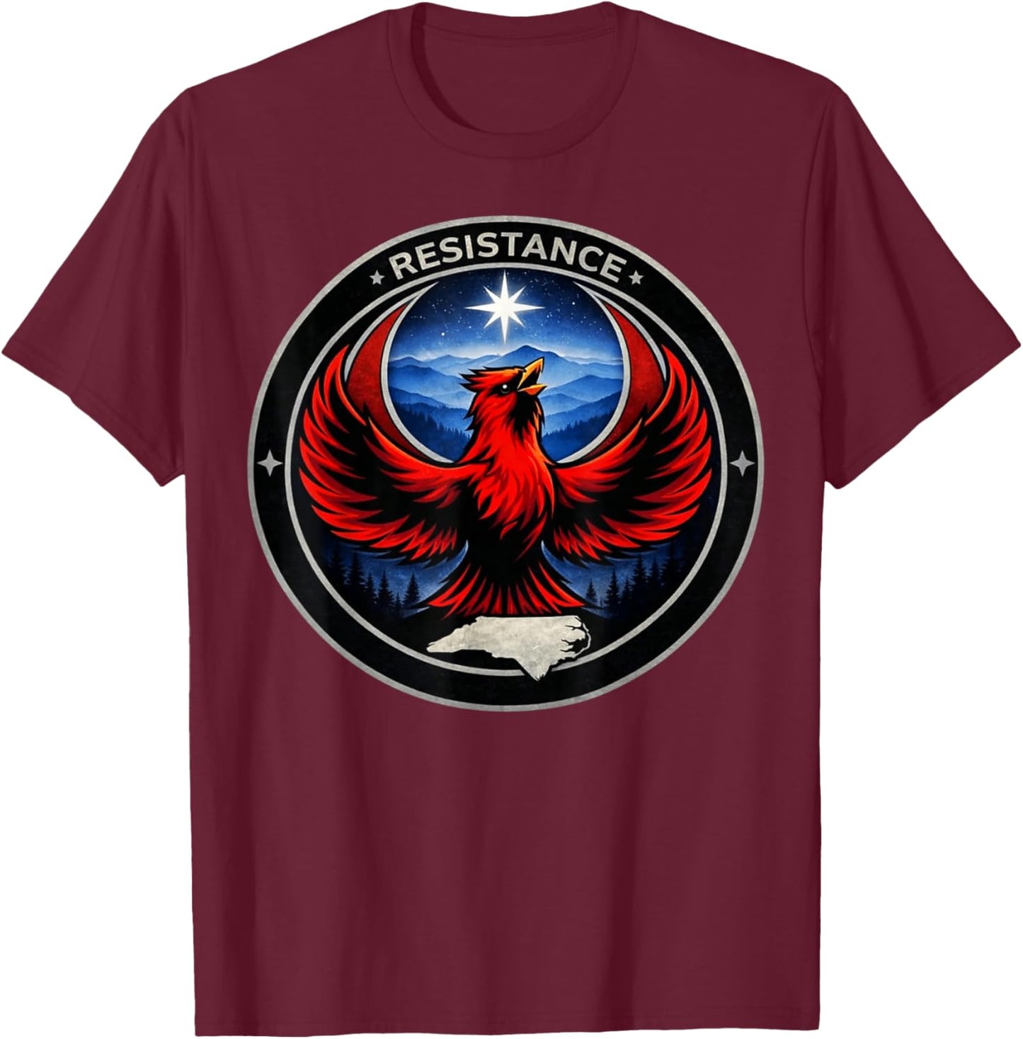 North Carolina NC Rebel Bird Alliance Resistance No Kings T-Shirt - T-Shirt | Maroon