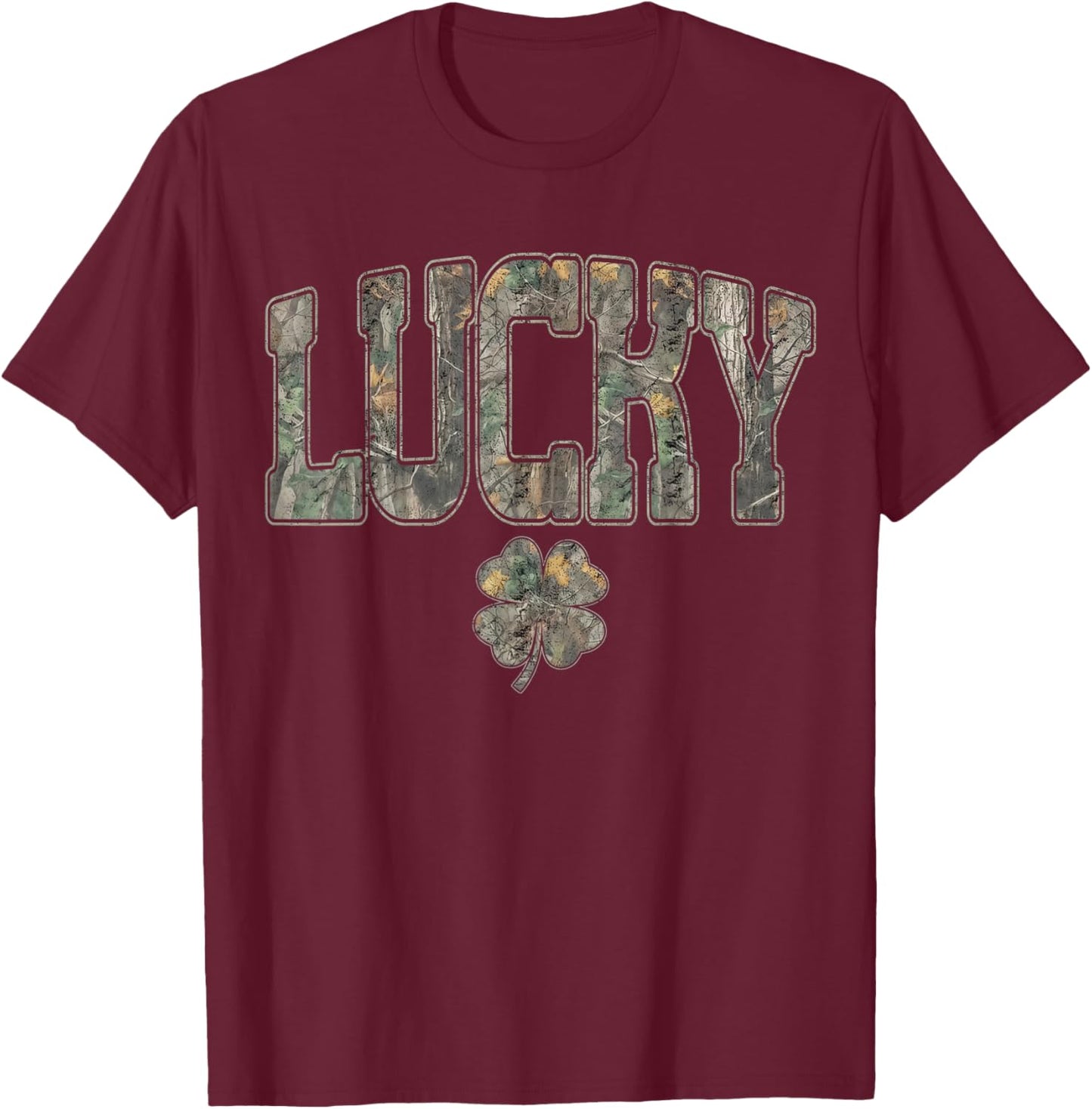 Retro Old Camo Lucky Shamrock Camouflage St Patrick's Day T-Shirt - T-Shirt | Maroon