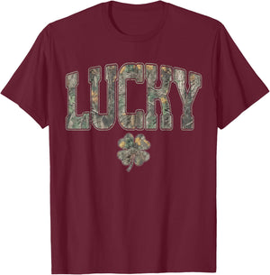 Retro Old Camo Lucky Shamrock Camouflage St Patrick's Day T-Shirt - T-Shirt | Maroon