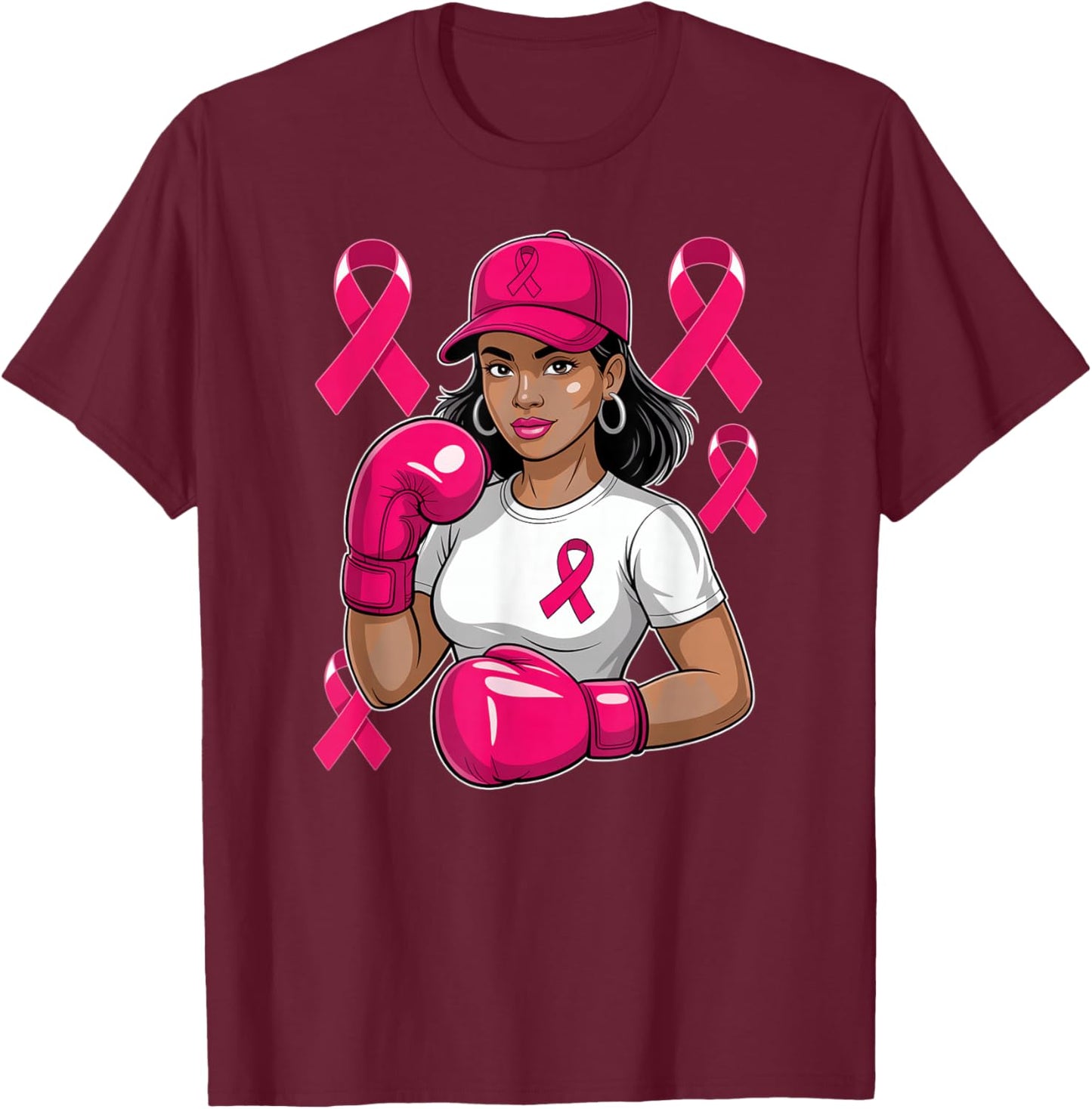 Breast Cancer Awareness Fighter T-Shirt - T-Shirt | Maroon