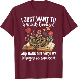 Books and My Hognose Snake Owner Hognose Snake Lover T-Shirt - T-Shirt | Maroon