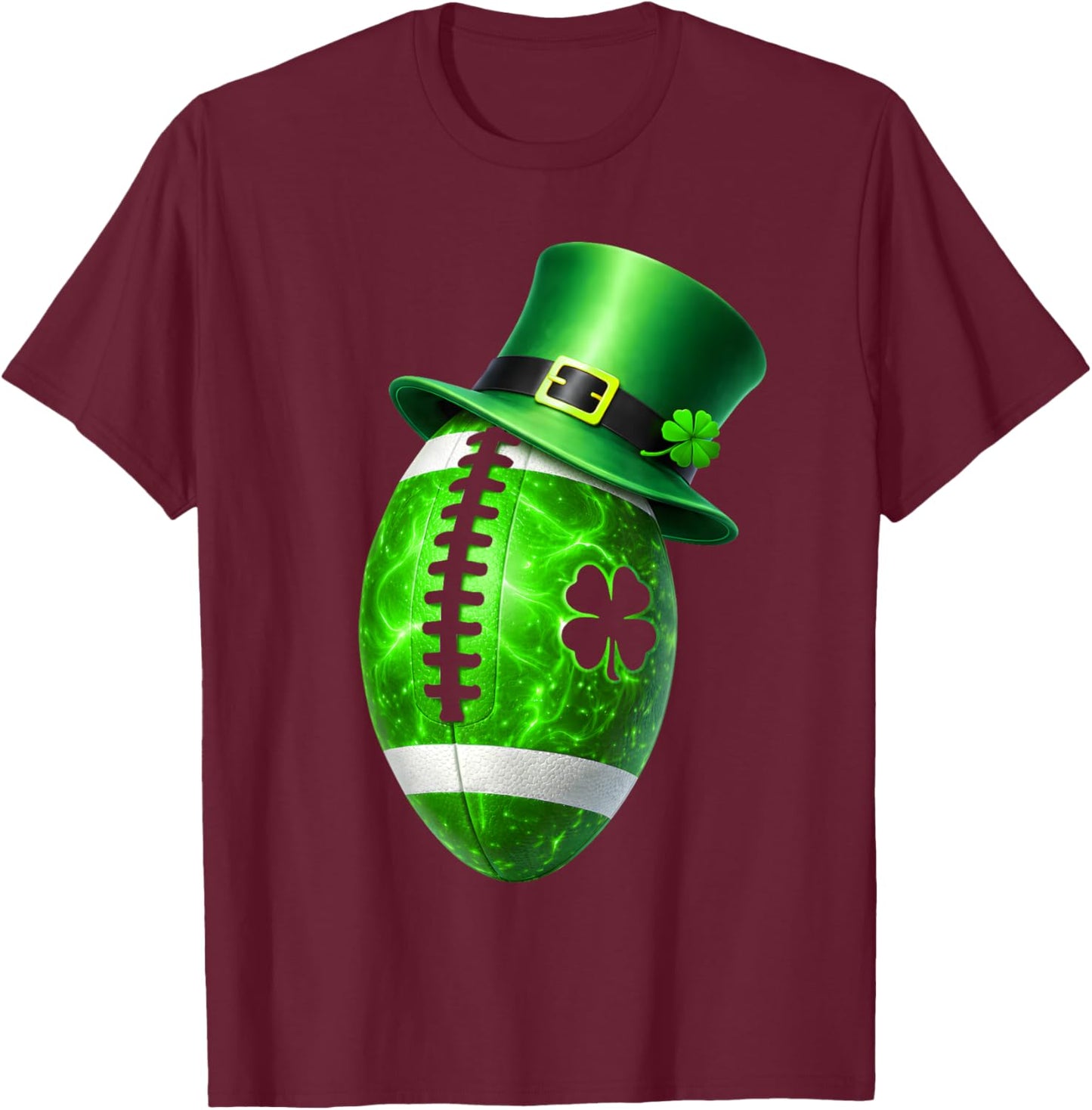 Funny Shamrock Leprechaun Football St Patricks Men Boy Kid T-Shirt - T-Shirt | Maroon