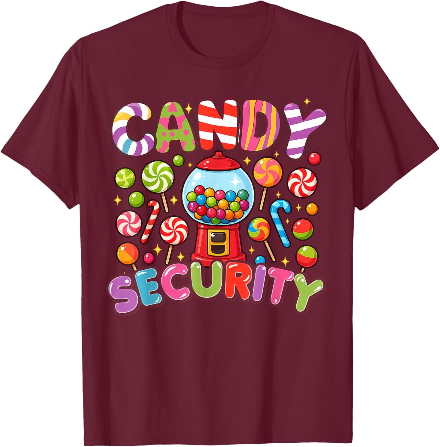 Candy Land Costume Women Candy Crew Funny Candy Security T-Shirt - T-Shirt | Maroon