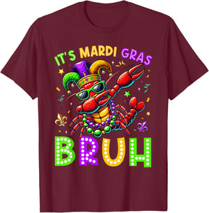It's Mardi Gras Bruh Dabbing Crawfish Carnival Boy Girl Kid T-Shirt - T-Shirt | Maroon