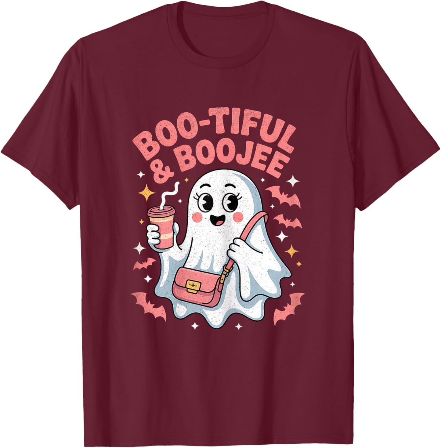 Funny Cute Boo Spooky Season Vintage Halloween Women T-Shirt - T-Shirt | Maroon