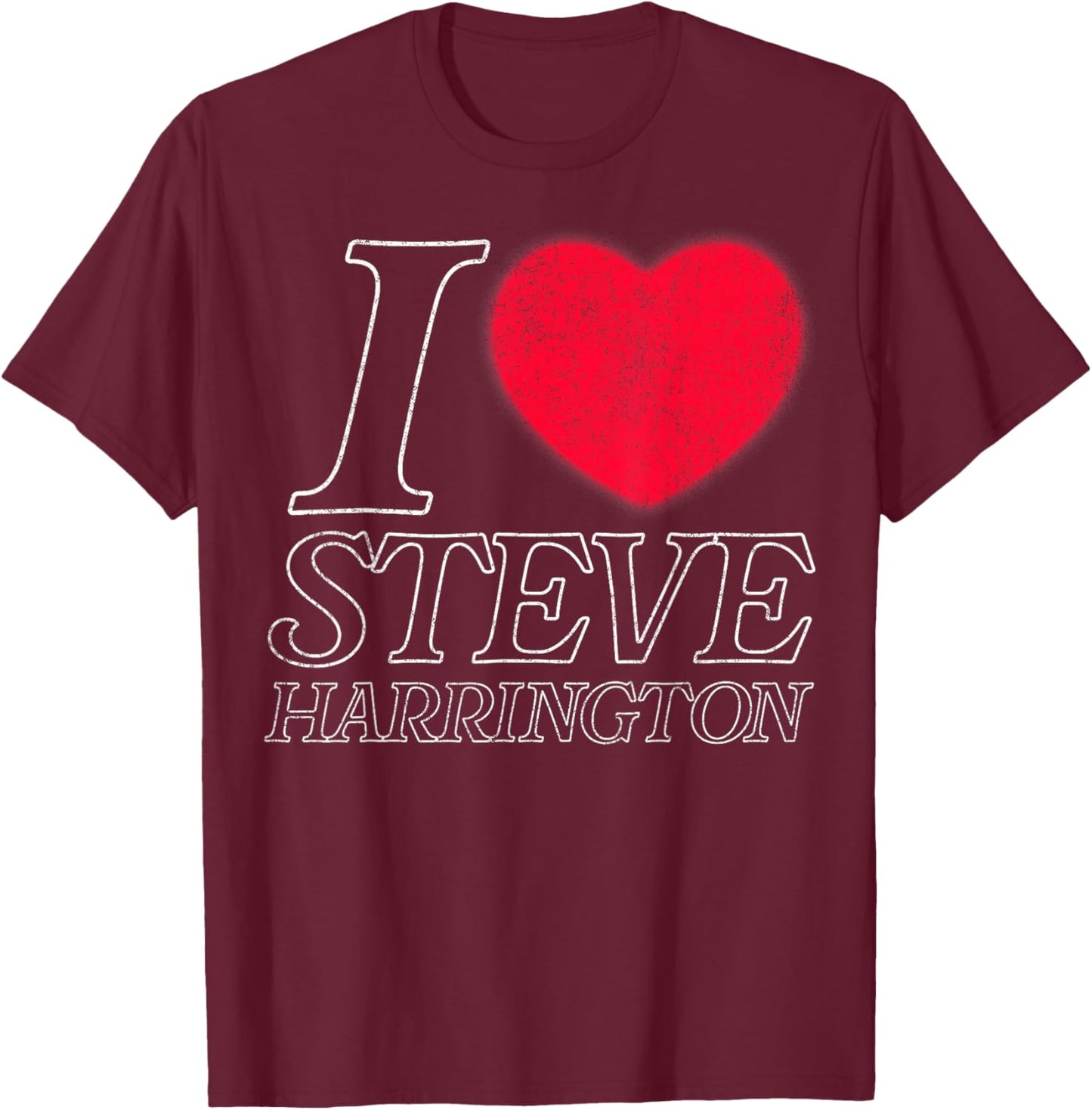 Stranger Things I Heart Steve Harrington Faded Red Heart T-Shirt - T-Shirt | Maroon