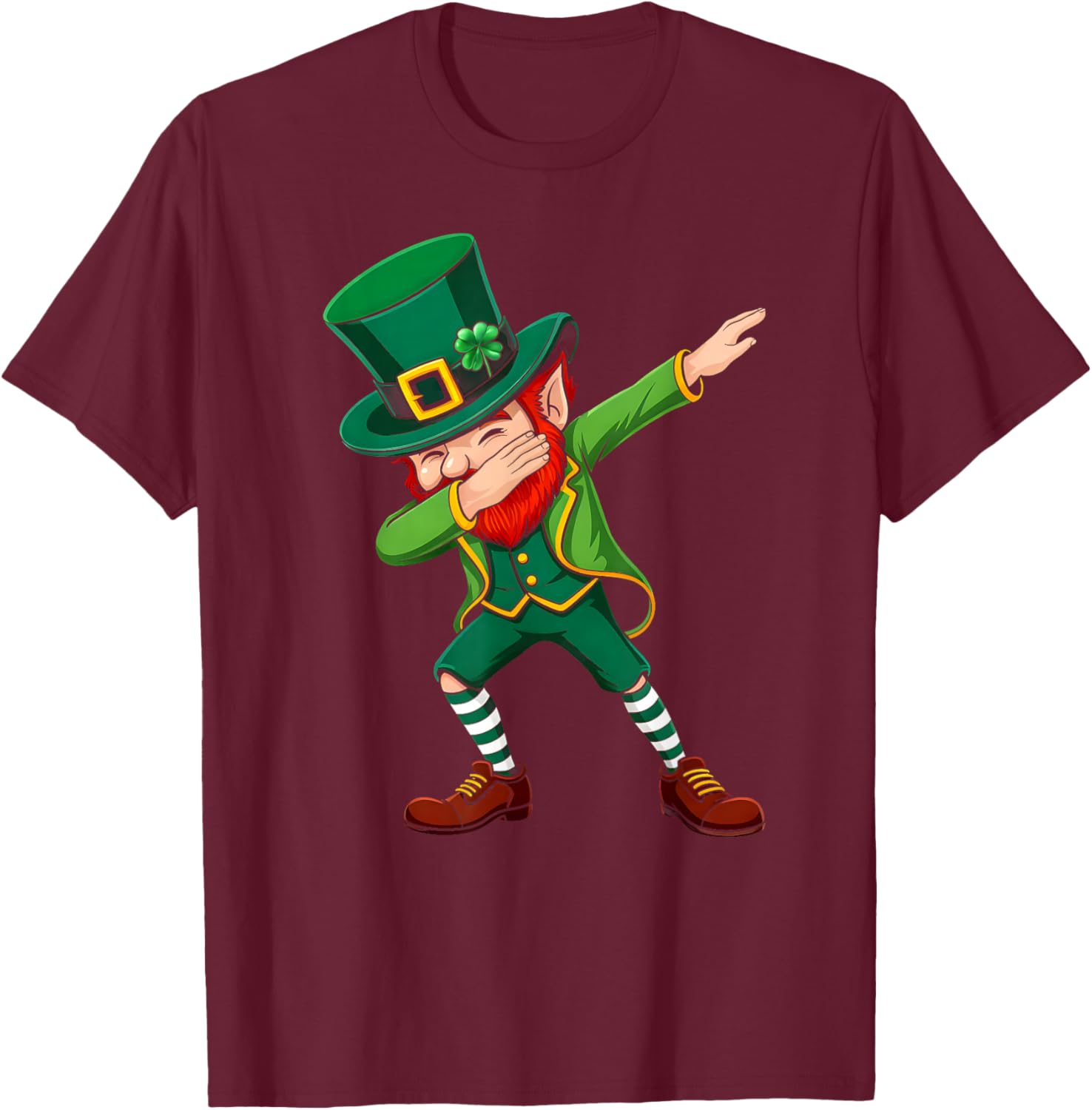 Dabbing Leprechaun St Patricks Day Boys Men Kids Dab Dance T-Shirt - T-Shirt | Maroon