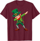 Dabbing Leprechaun St Patricks Day Boys Men Kids Dab Dance T-Shirt - T-Shirt | Maroon