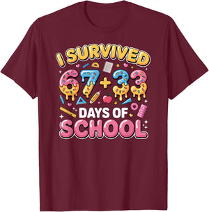 I Survived 67 33 Days of School 100 Days T-Shirt - T-Shirt | Maroon
