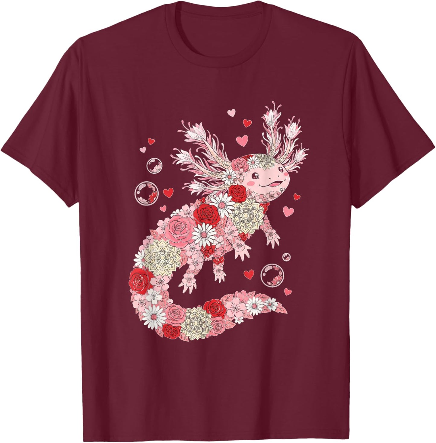 Love Axolotl Valentine Cute Axolotls Lover Valentines Day T-Shirt - T-Shirt | Maroon