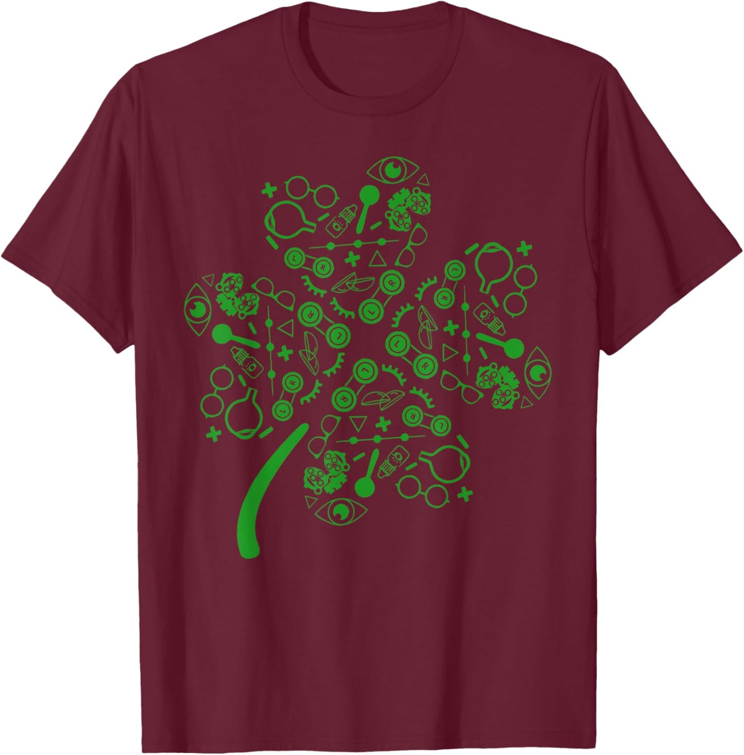 Optometry Symbols Shamrock Optometrist St Patrick's Day T-Shirt - T-Shirt | Maroon