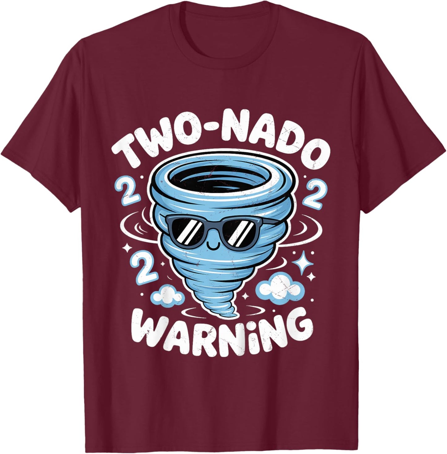 Two Nado Warning 2nd Birthday 2 Year Old Boys Kids T-Shirt - T-Shirt | Maroon