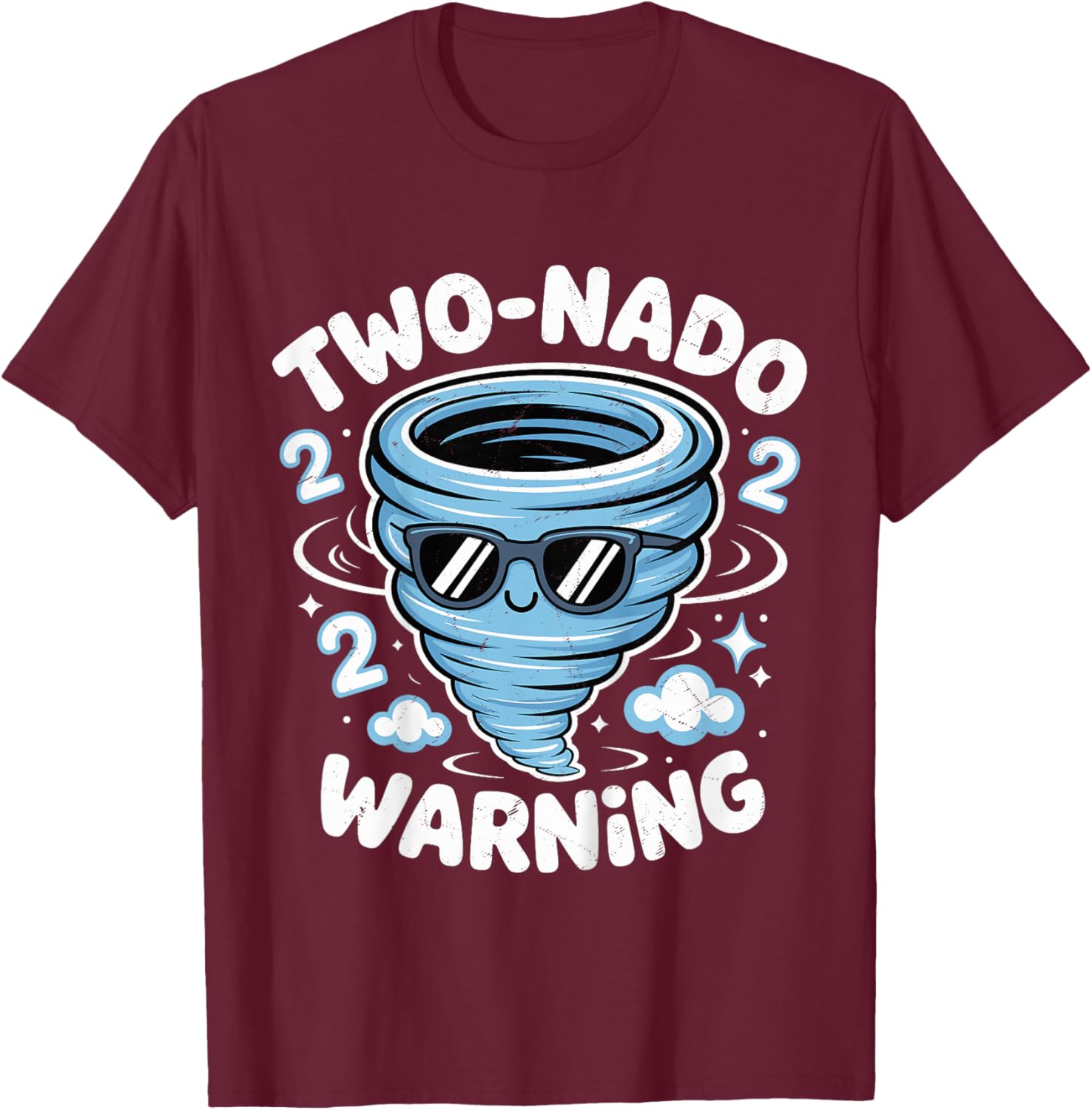 Two Nado Warning 2nd Birthday 2 Year Old Boys Kids T-Shirt - T-Shirt | Maroon