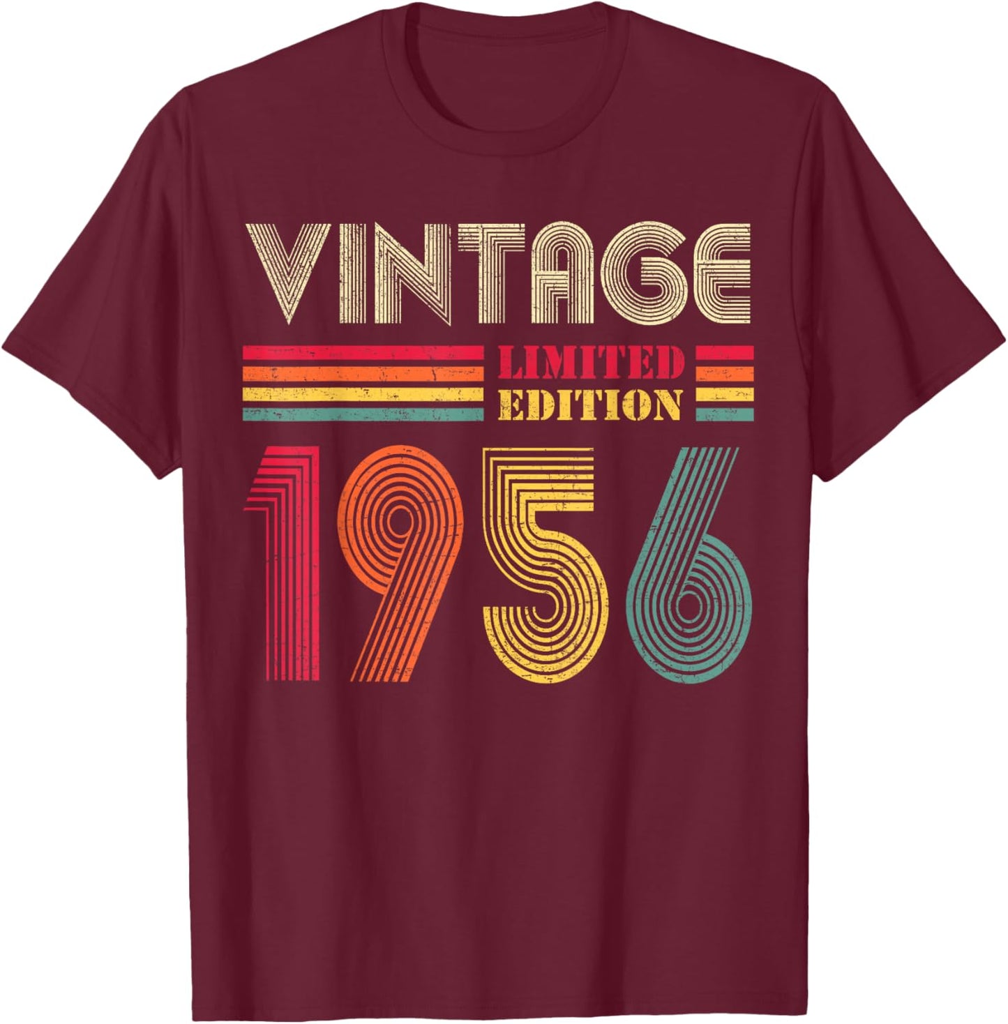 Vintage 1956 70th Birthday Gift Men Women 70 Years Old T-Shirt - T-Shirt | Maroon