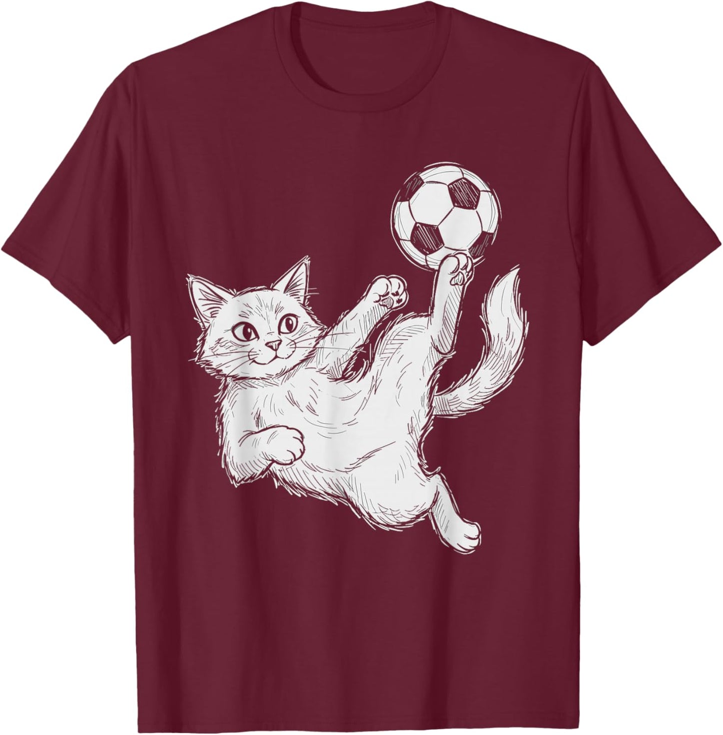 Cat Playing Soccer, Kids & Boys | Soccer Ball, Soccer T-Shirt - T-Shirt | Maroon
