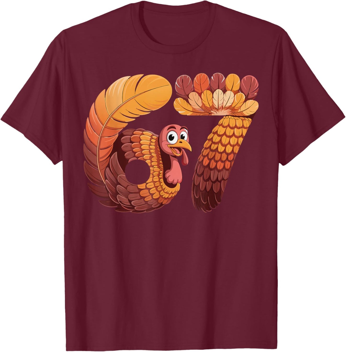 Kids Meme Six Seven 6-7 Thanksgiving 67 Turkey T-Shirt - T-Shirt | Maroon
