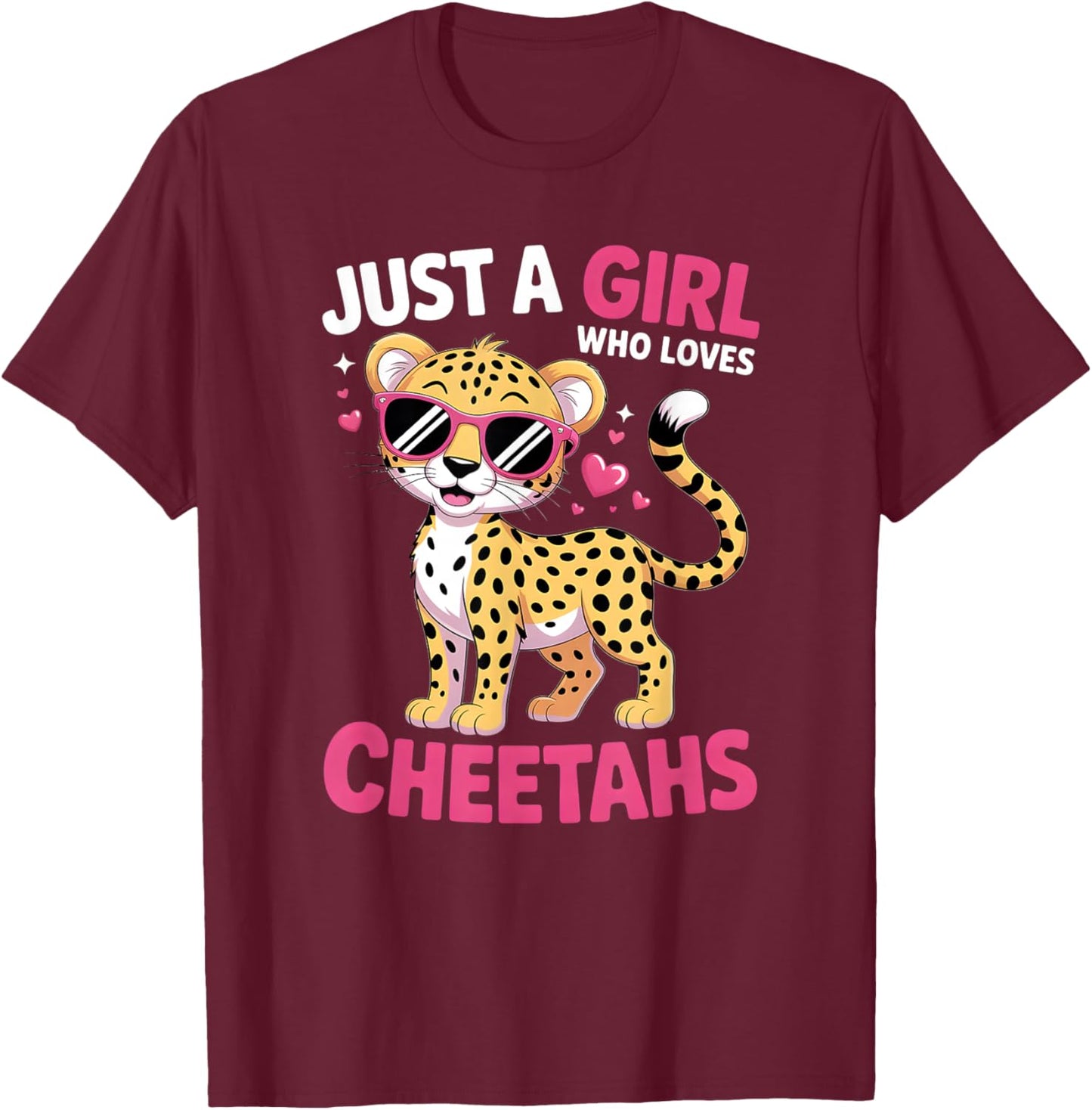 Girls Cheetah T-Shirt - T-Shirt | Maroon