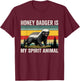 Honey Badger is My Spirit Animal Motivational Vintage Retro T-Shirt - T-Shirt | Maroon