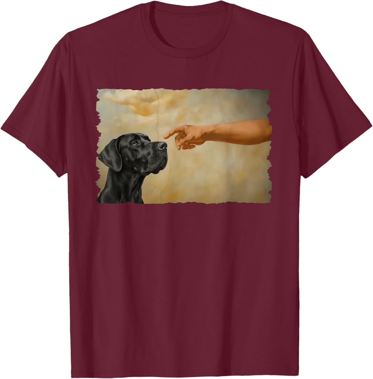 God Creates Great Black Great Dane Dog Lover T-Shirt - T-Shirt | Maroon